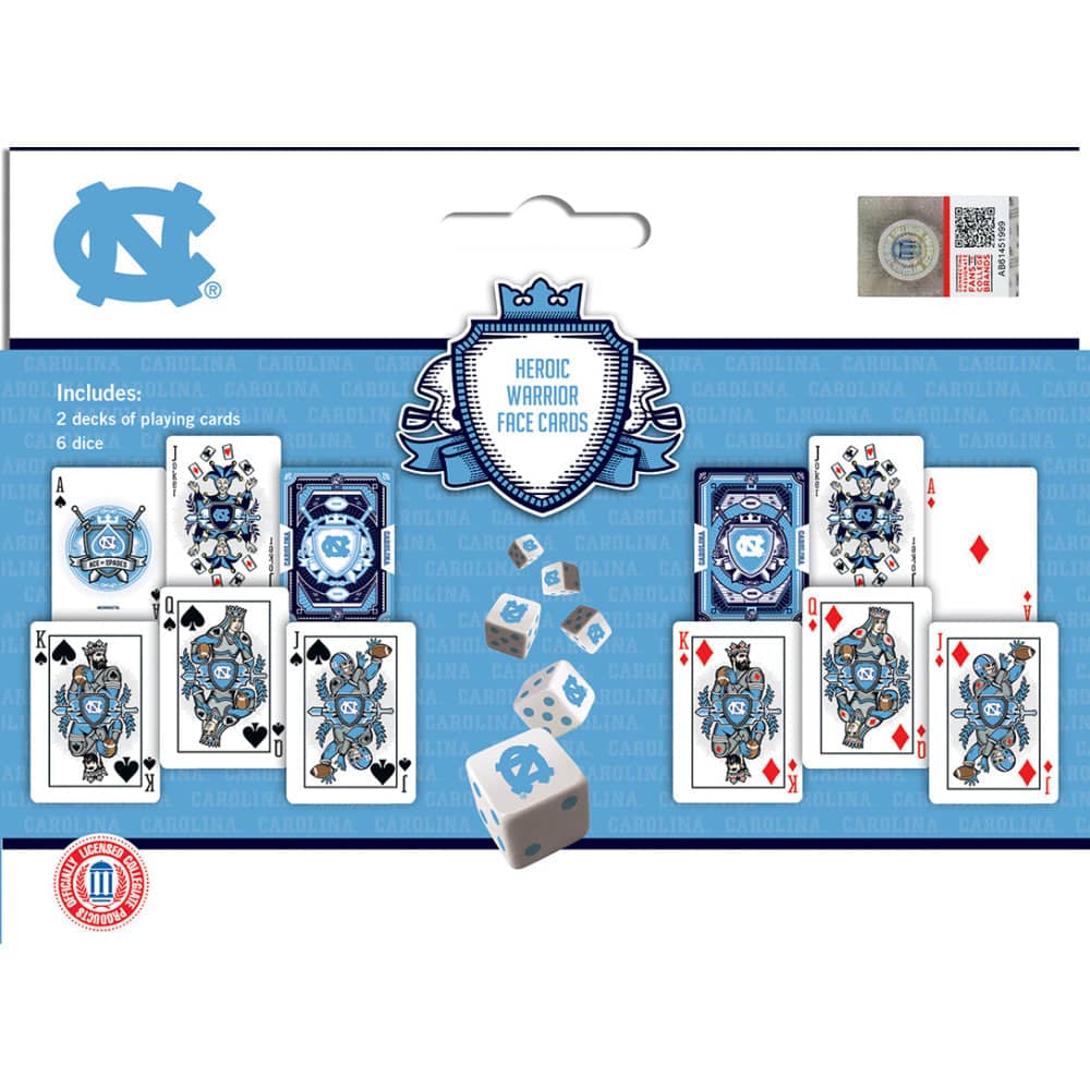 UNC Tar Heels 2-Pack Playing Cards and Dice Set - Sports Gifts, Sports Memorabilia, Sports Collectibles, Fan Shop