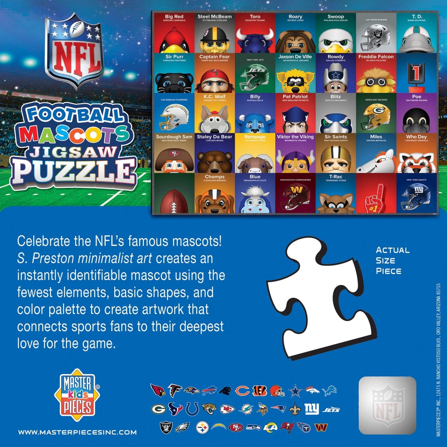 100-Piece Jigsaw Puzzle Featuring NFL Mascots