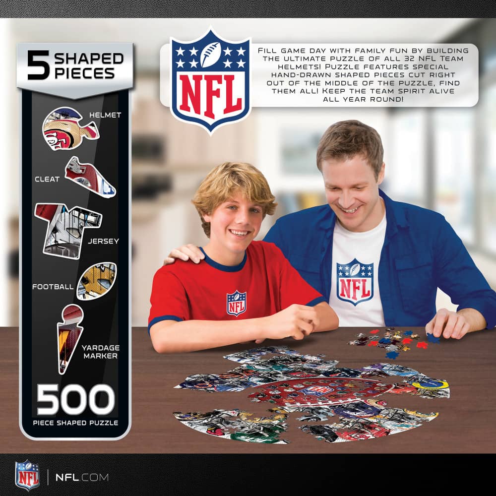 NFL Helmet Drip Art 500-Piece Shaped Puzzle