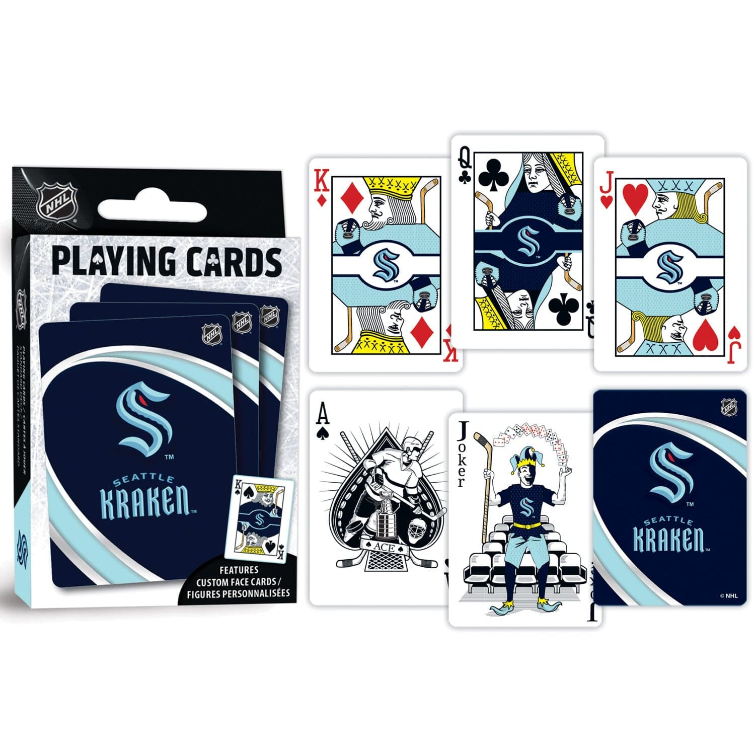 Seattle Kraken Playing Cards - 54 Card Deck - Sports Gifts, Sports Memorabilia, Sports Collectibles, Fan Shop