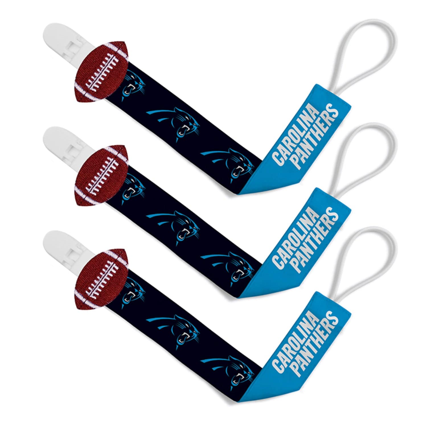 Carolina Panthers Pacifier Clip Set - 3-Pack - Sports Gifts, Sports Memorabilia, Sports Collectibles, Fan Shop