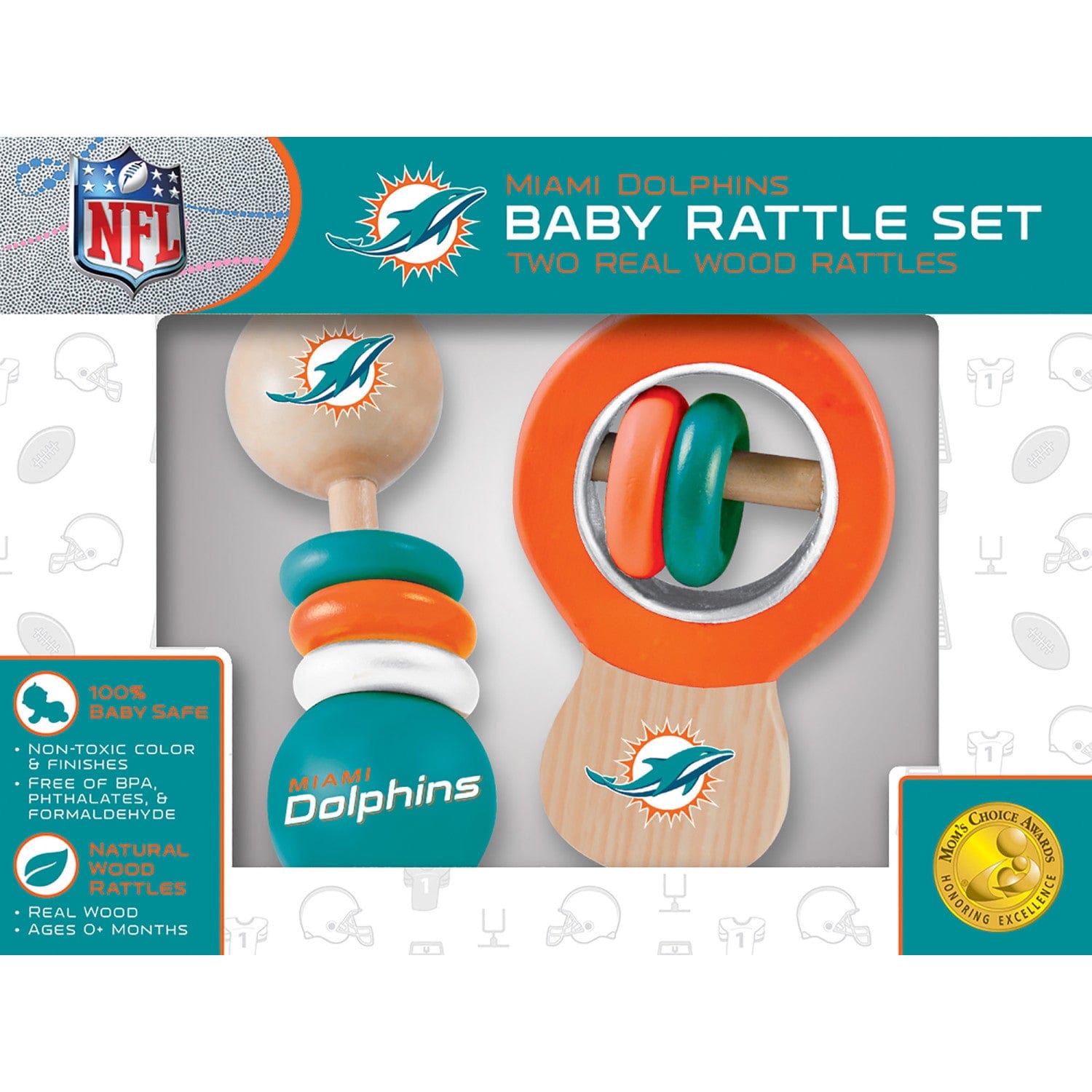 Miami Dolphins Baby Rattles 2-Pack - Sports Gifts, Sports Memorabilia, Sports Collectibles, Fan Shop