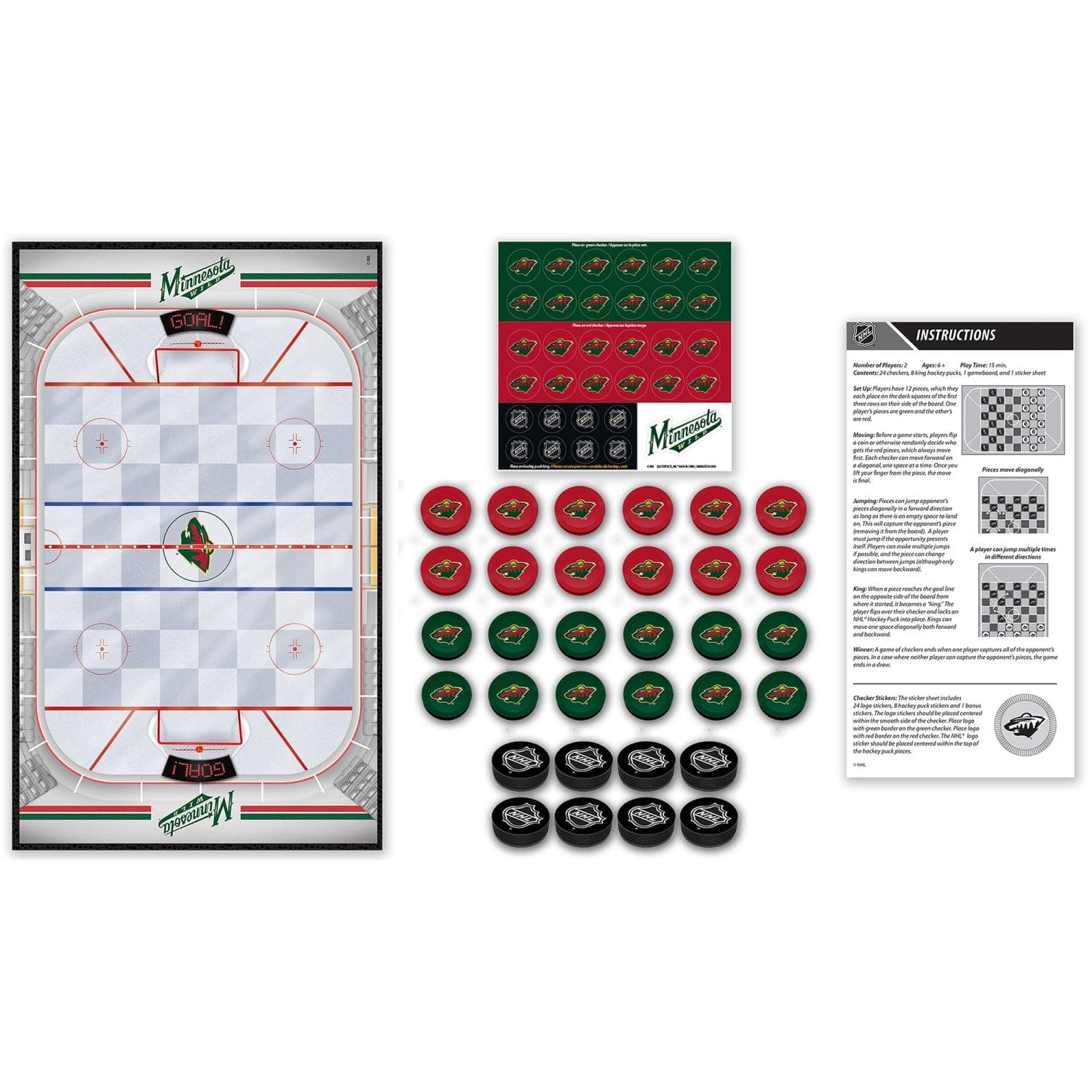 Minnesota Wild Checkers Game Set - Sports Gifts, Sports Memorabilia, Sports Collectibles, Fan Shop