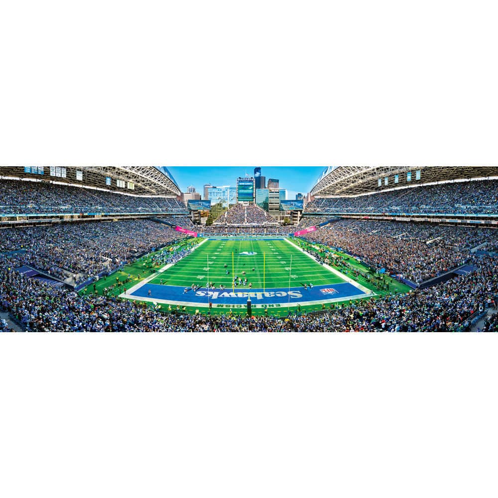 Seattle Seahawks 1000 Piece Panoramic Jigsaw Puzzle - End View - Sports Gifts, Sports Memorabilia, Sports Collectibles, Fan Shop