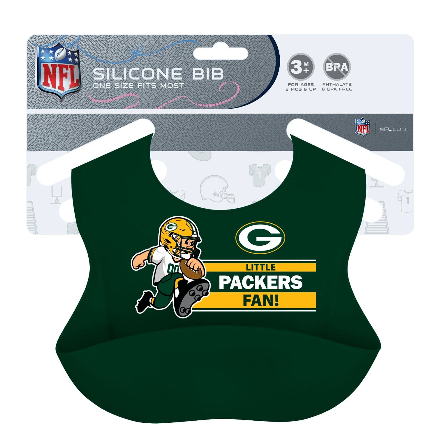 Green Bay Packers NFL Silicone Bib - Official Team Gear for Young Fans