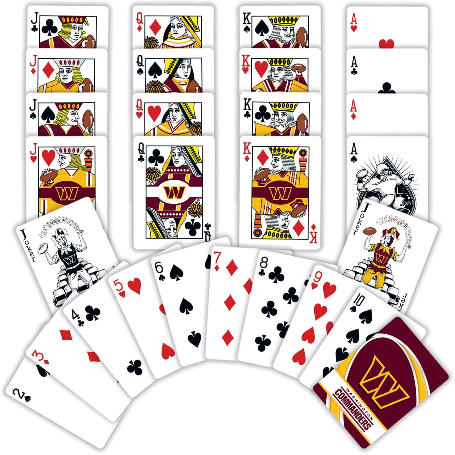 Washington Commanders 54-Card Deck Playing Cards - Sports Gifts, Sports Memorabilia, Sports Collectibles, Fan Shop
