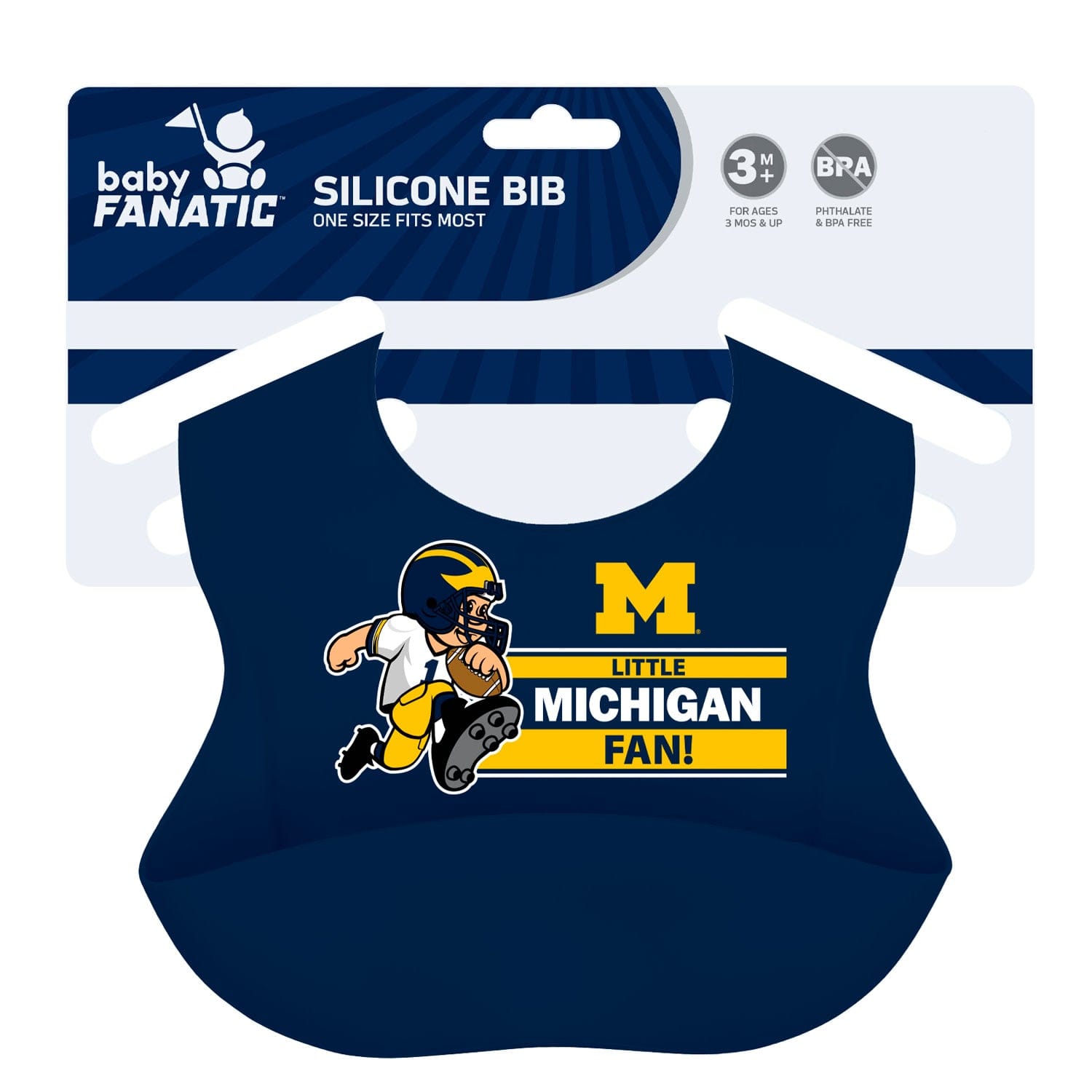 Michigan Wolverines NCAA Silicone Baby Bib - Sports Gifts, Sports Memorabilia, Sports Collectibles, Fan Shop