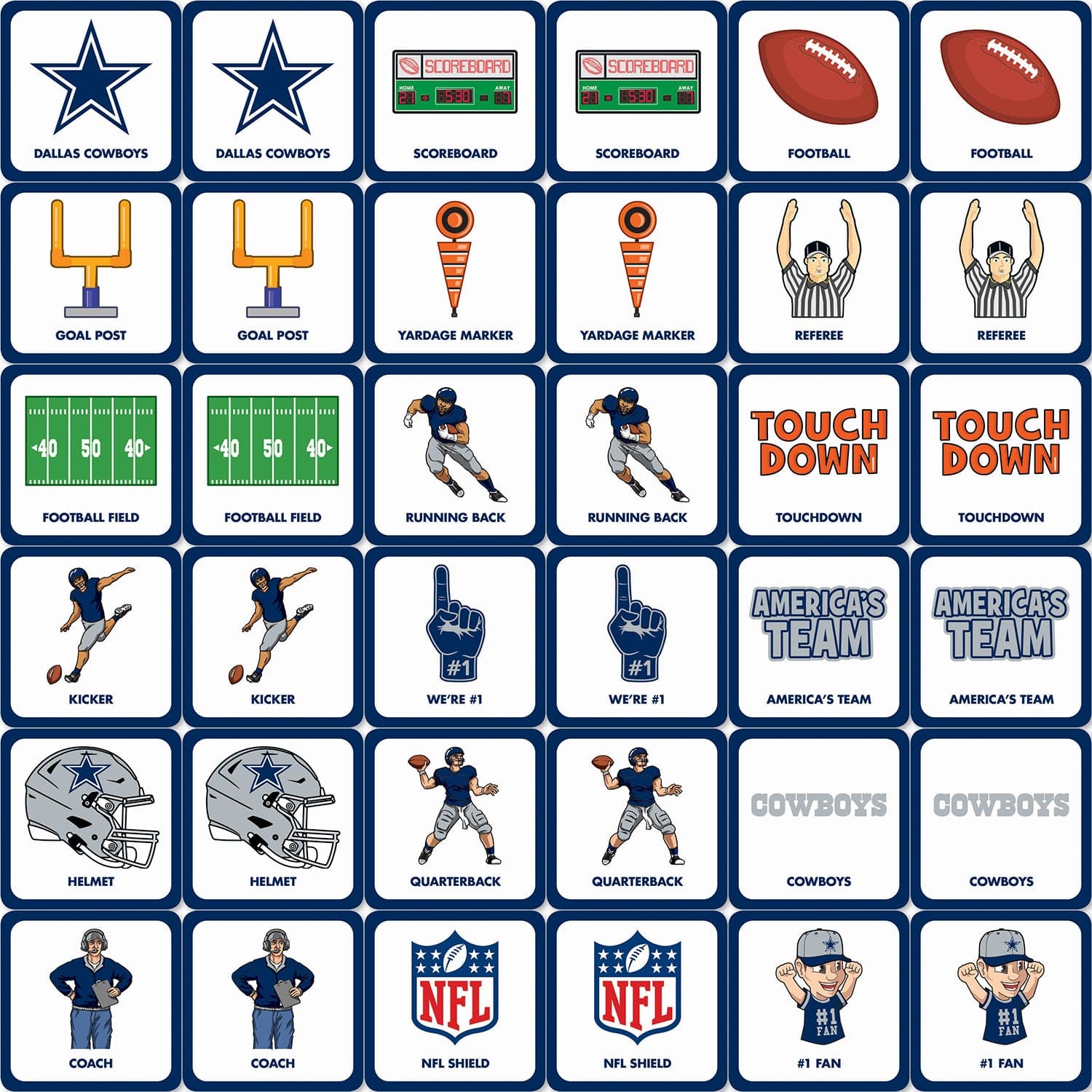 Dallas Cowboys Memory Matching Game