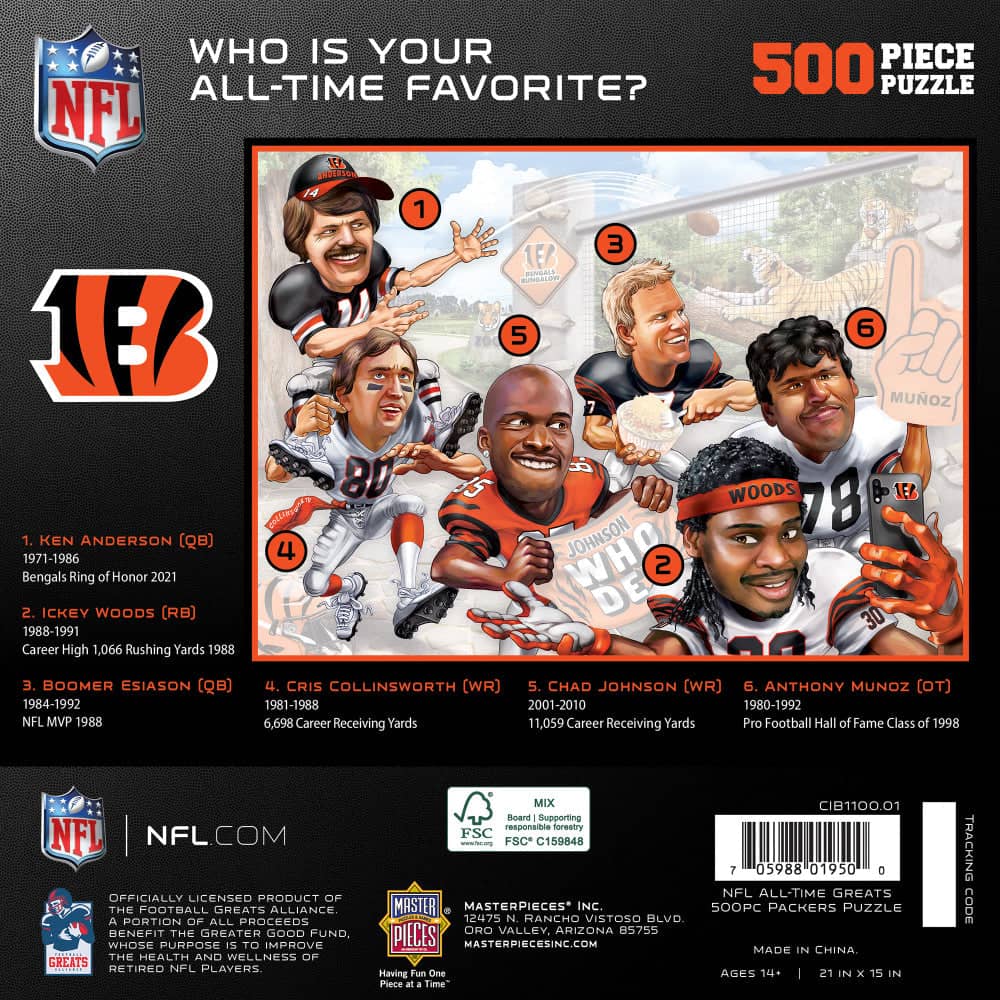 Cincinnati Bengals All-Time Greats 500-Piece Jigsaw Puzzle