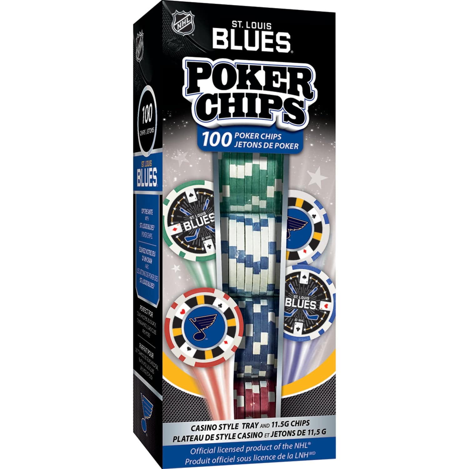 St. Louis Blues 100 Piece Poker Chip Set - Sports Gifts, Sports Memorabilia, Sports Collectibles, Fan Shop