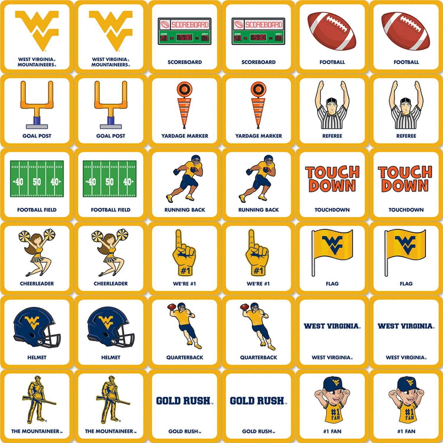 West Virginia Mountaineers Matching Game - 757 Sports Collectibles