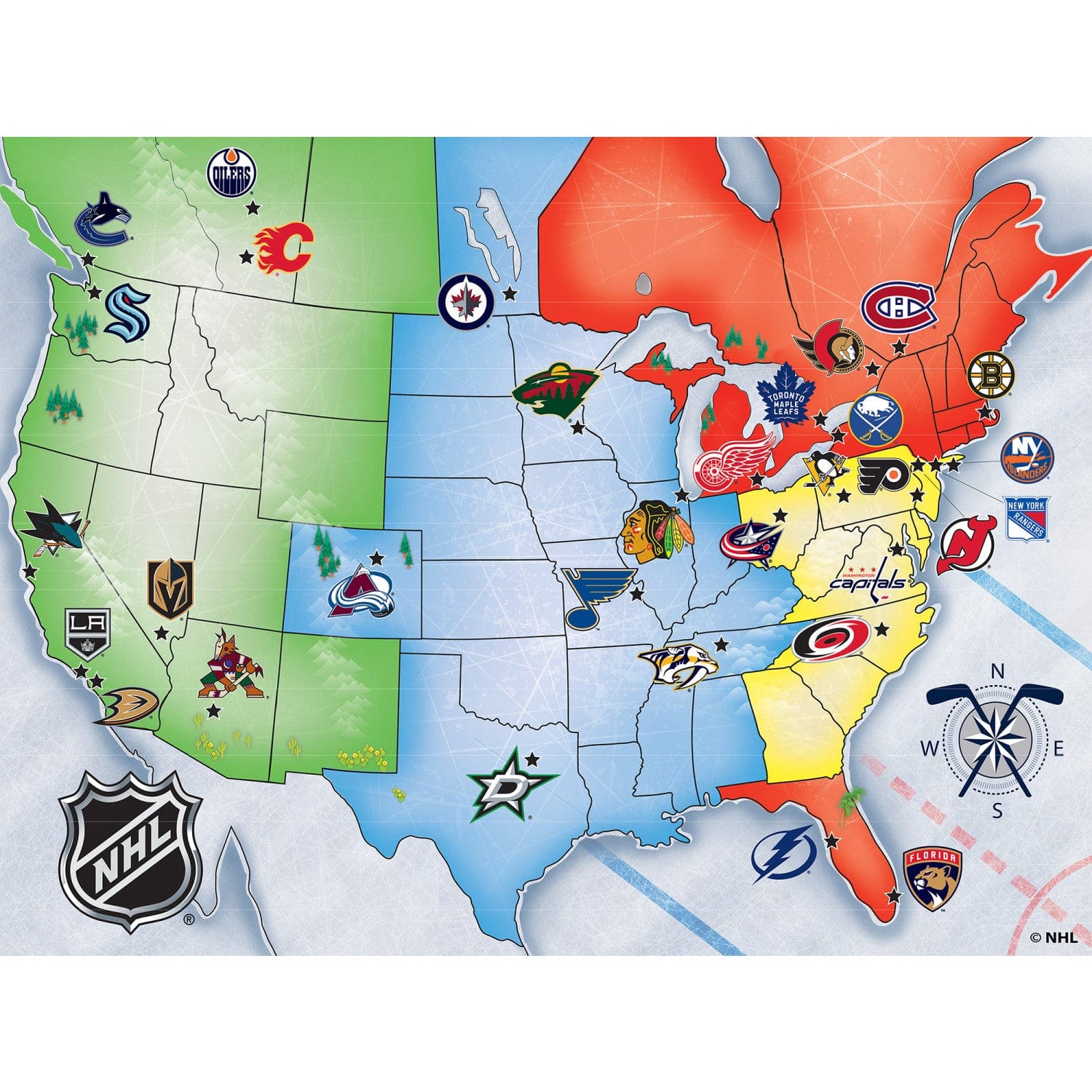 NHL 500-Piece Jigsaw Puzzle: League Map - Sports Gifts, Sports Memorabilia, Sports Collectibles, Fan Shop