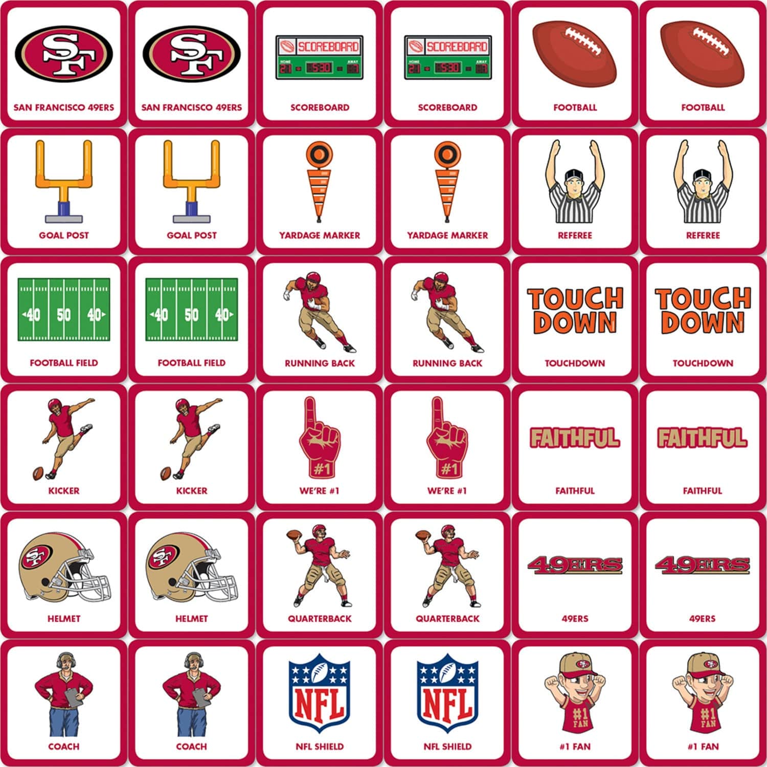 San Francisco 49ers Matching Game: Ultimate Team Spirit Challenge - Sports Gifts, Sports Memorabilia, Sports Collectibles, Fan Shop