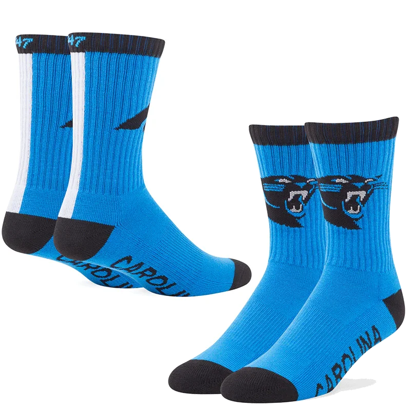 Carolina Panthers 47 Bolt Sports Socks Size L (One Pair) - 757 Sports Collectibles