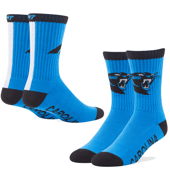 Carolina Panthers 47 Bolt Sports Socks Size L (One Pair) - 757 Sports Collectibles