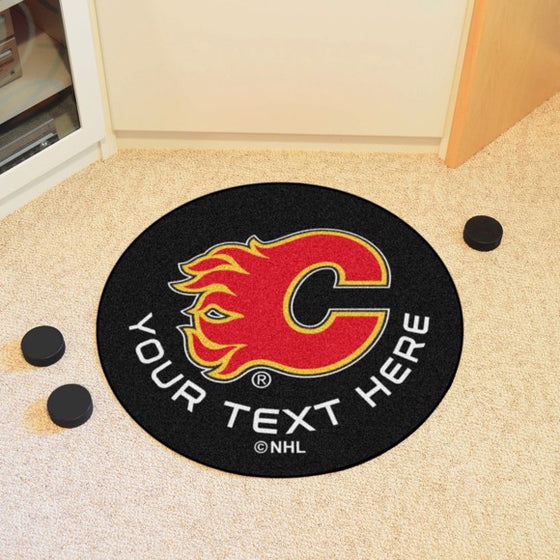 Calgary Flames Personalized Hockey Puck Mat
