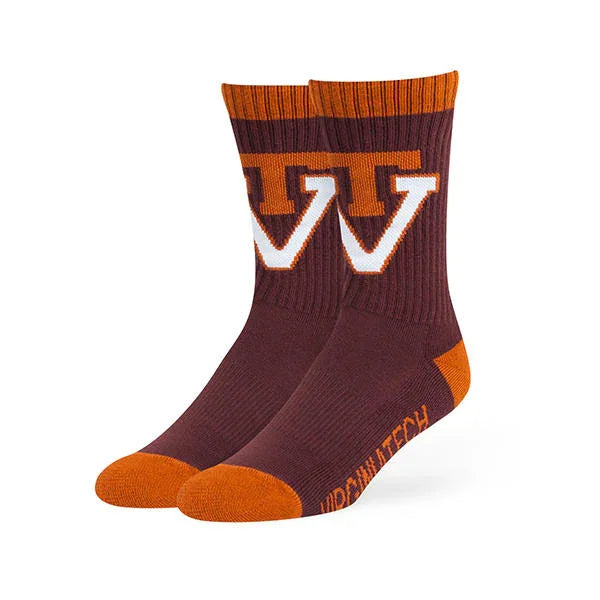 VIRGINIA TECH HOKIES VIN DARK MAROON BOLT 47 SPORT SOCK -Med