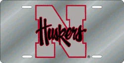 Nebraska Cornhuskers License Plate Laser Cut Silver