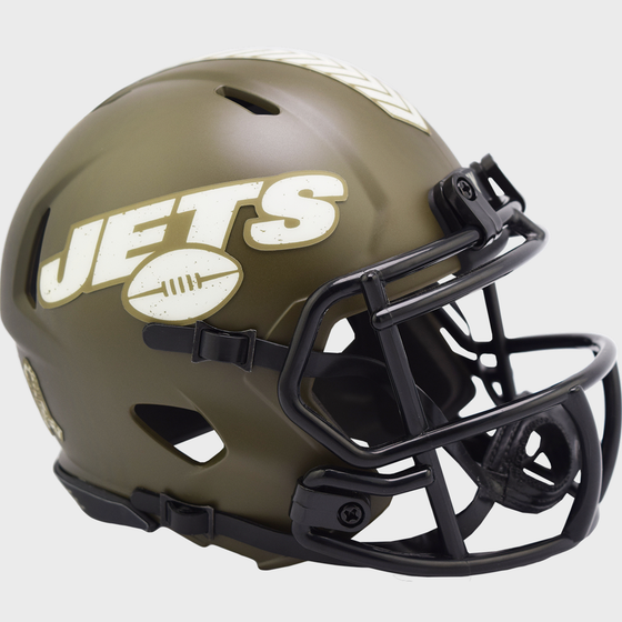New York Jets NFL Mini Speed Football Helmet <B>SALUTE TO SERVICE</B>