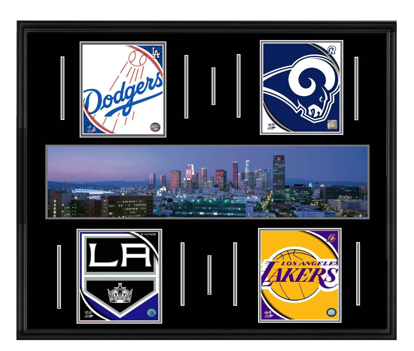 Los Angeles Skyline Super Deluxe Framed Four Team Dodgers, Rams, Kings, Lakers 45x34 - 757 Sports Collectibles