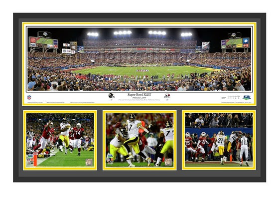 Pittsburgh Steelers v Arizona Cardinals Super Bowl 43 XLIII Game Winning Play Panorama 13.5x40 Photo - Super Deluxe Frame