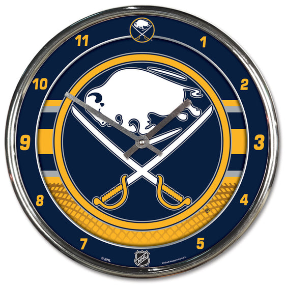 Buffalo Sabres Clock Round Wall Style Chrome