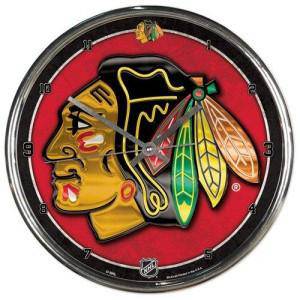 Chicago Blackhawks Round Chrome Wall Clock (CDG) - 757 Sports Collectibles