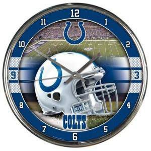 Indianapolis Colts Round Chrome Wall Clock (CDG) - 757 Sports Collectibles