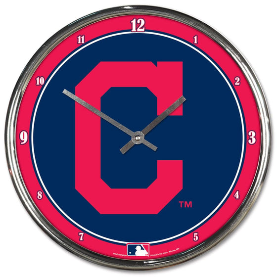Cleveland Indians Round Chrome Wall Clock (CDG) - 757 Sports Collectibles