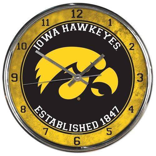 Iowa Hawkeyes Round Chrome Wall Clock (CDG) - 757 Sports Collectibles