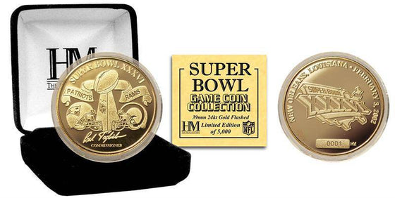 Super Bowl XXXVI 24kt Gold Flip Coin - 757 Sports Collectibles