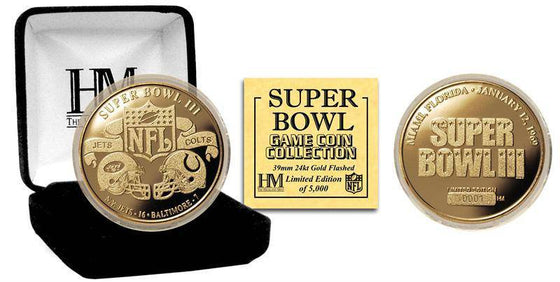 Super Bowl III 24kt Gold Flip Coin - 757 Sports Collectibles