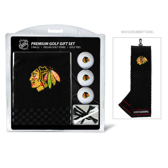Chicago Blackhawks Embroidered Golf Towel, 3 Golf Ball, And Golf Tee Set - 757 Sports Collectibles