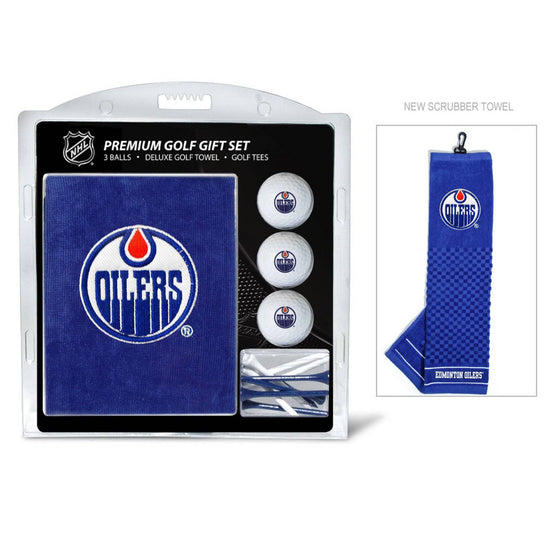 Edmonton Oilers Embroidered Golf Towel, 3 Golf Ball, And Golf Tee Set - 757 Sports Collectibles