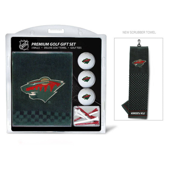 Minnesota Wild Embroidered Golf Towel, 3 Golf Ball, And Golf Tee Set - 757 Sports Collectibles