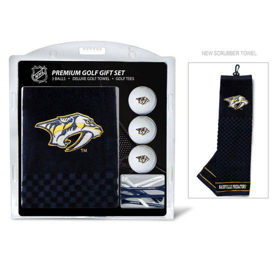 Nashville Predators Embroidered Golf Towel, 3 Golf Ball, And Golf Tee Set - 757 Sports Collectibles