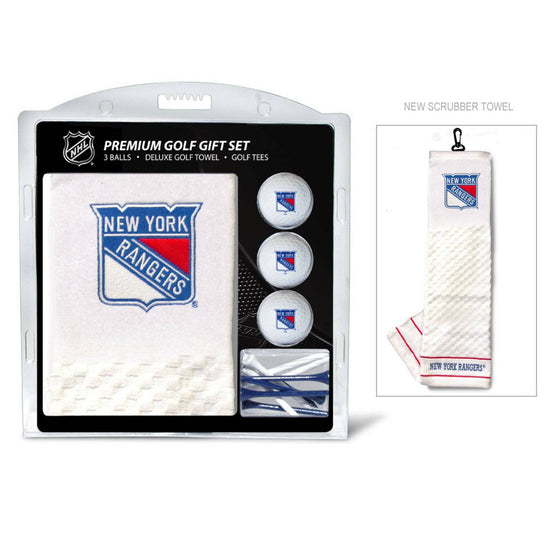New York Rangers Embroidered Golf Towel, 3 Golf Ball, And Golf Tee Set - 757 Sports Collectibles