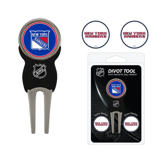 New York Rangers Divot Tool Pack With 3 Golf Ball Markers - 757 Sports Collectibles