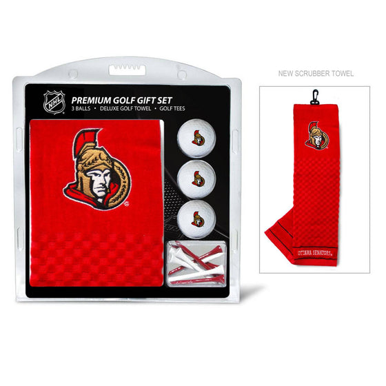 Ottawa Senators Embroidered Golf Towel, 3 Golf Ball, And Golf Tee Set - 757 Sports Collectibles