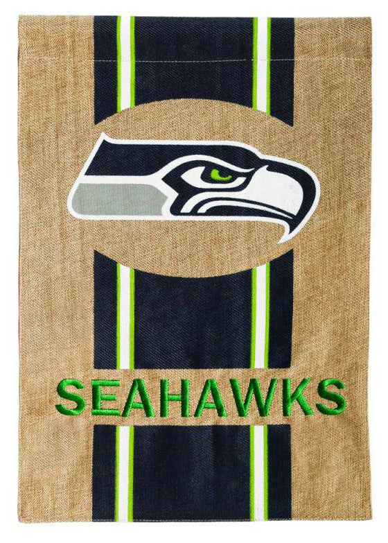 Seattle Seahawks 12.5"x18" 2 Sided Embroidered Applique Burlap Garden Flag - 757 Sports Collectibles