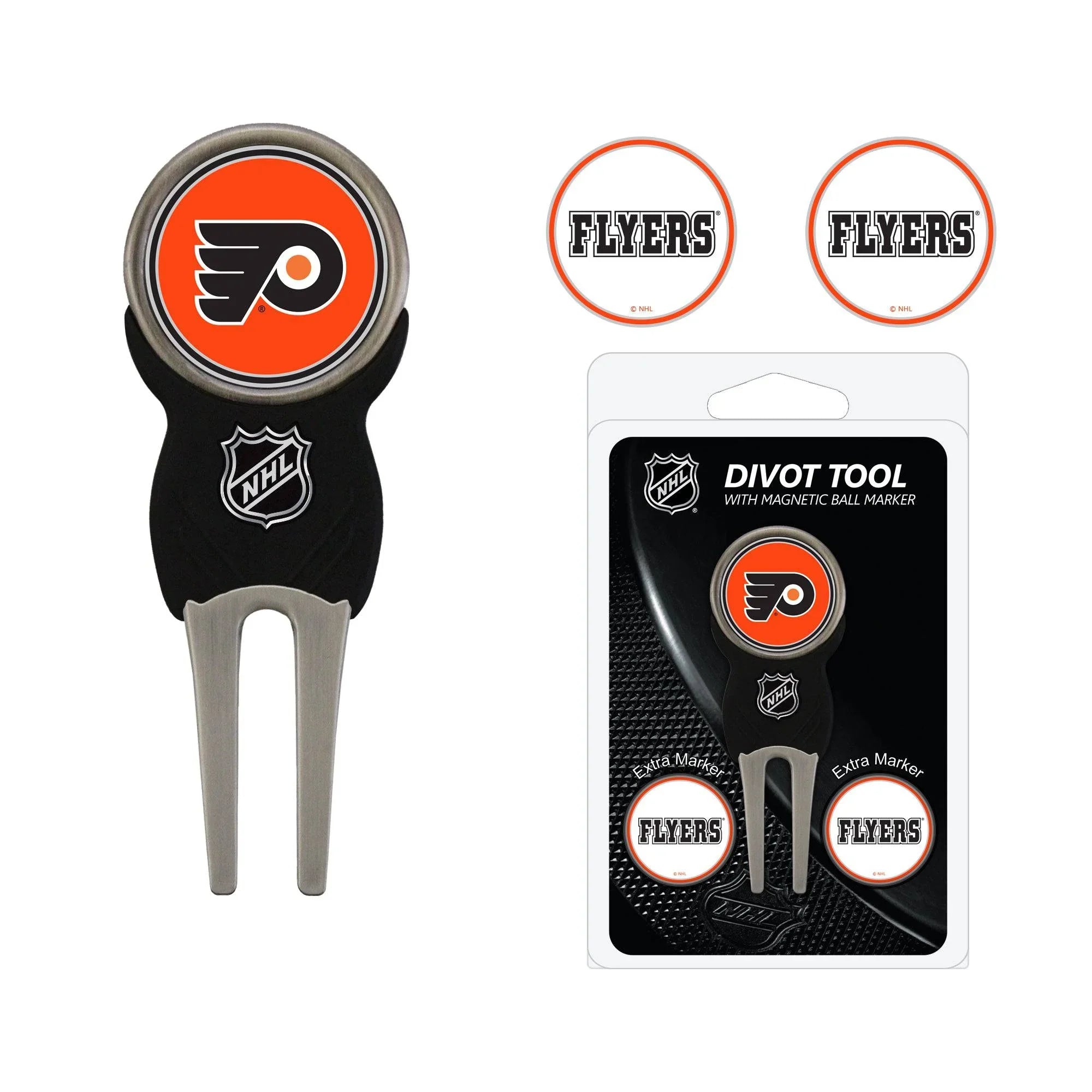 Philadelphia Flyers Divot Tool Pack With 3 Golf Ball Markers - 757 Sports Collectibles