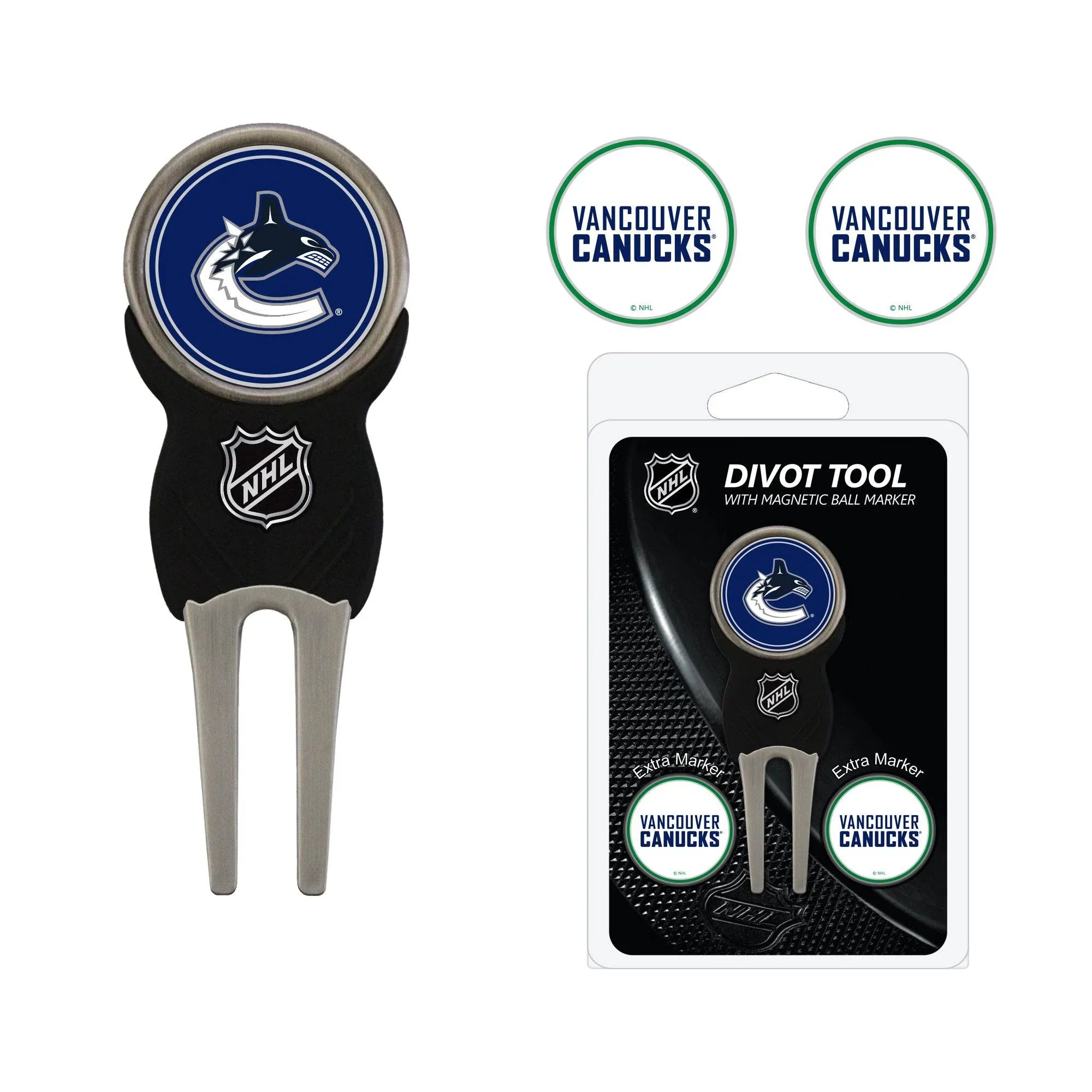 Vancouver Canucks Divot Tool Pack With 3 Golf Ball Markers - 757 Sports Collectibles