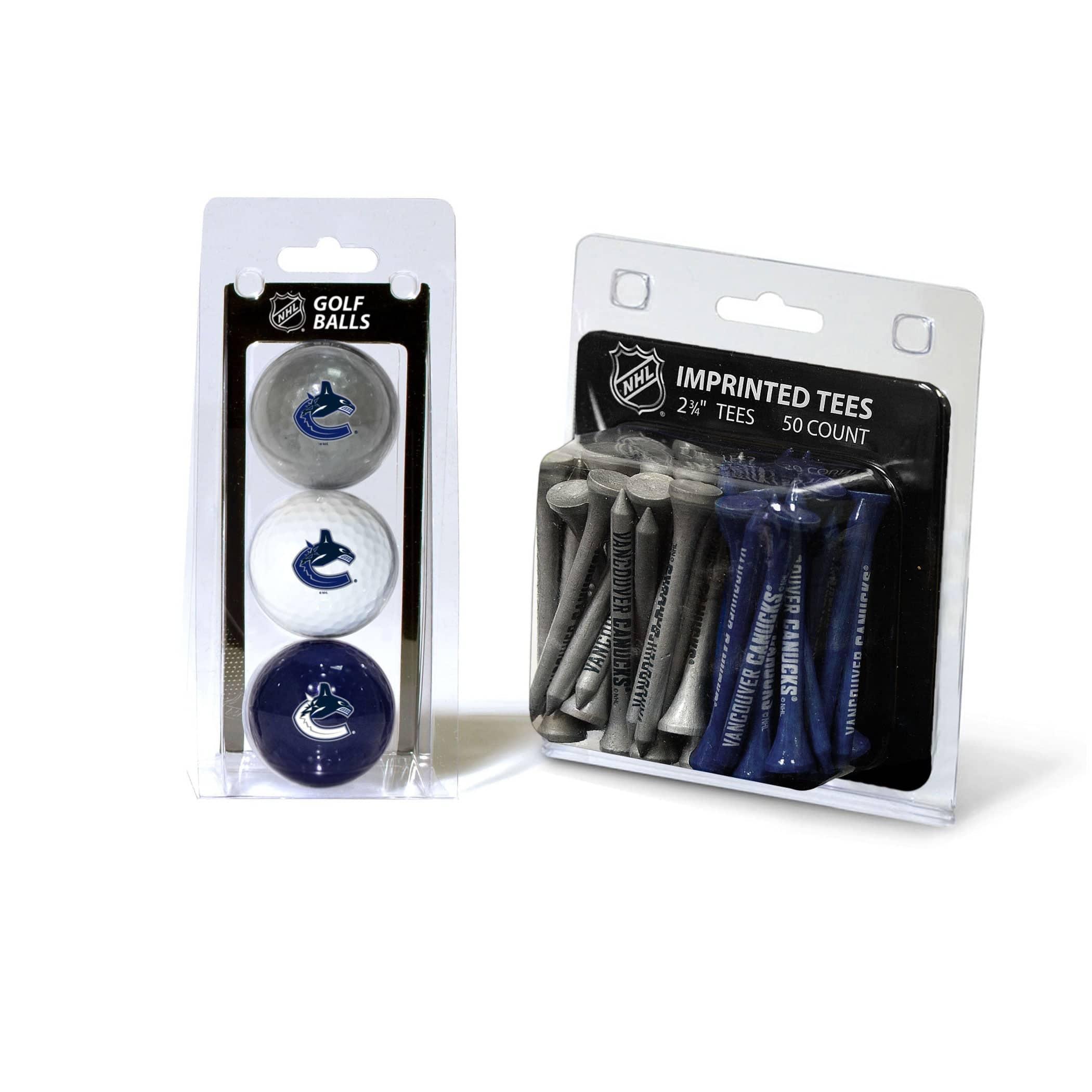 Vancouver Canucks 3 Golf Balls And 50 Golf Tees - 757 Sports Collectibles