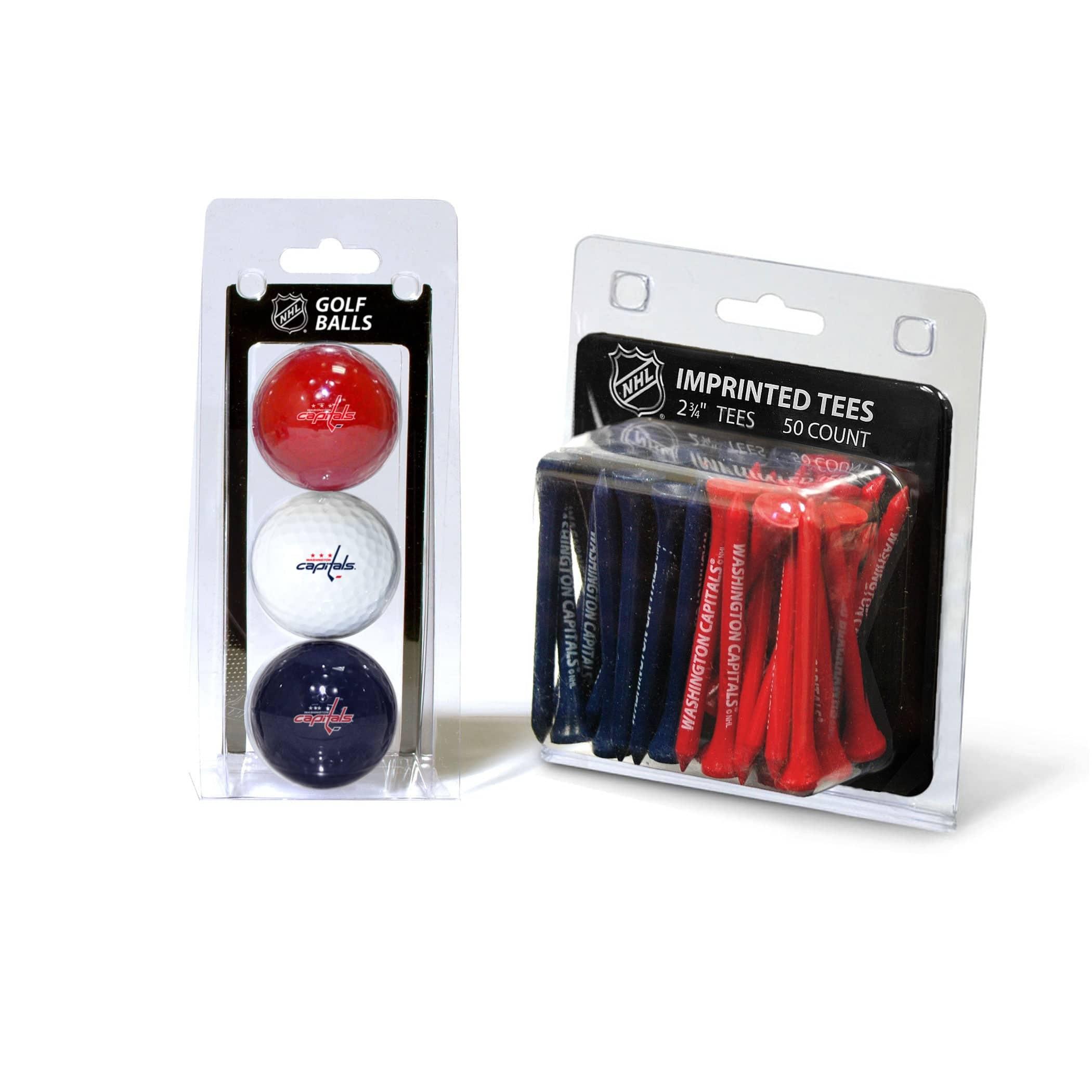Washington Capitals 3 Golf Balls And 50 Golf Tees - 757 Sports Collectibles