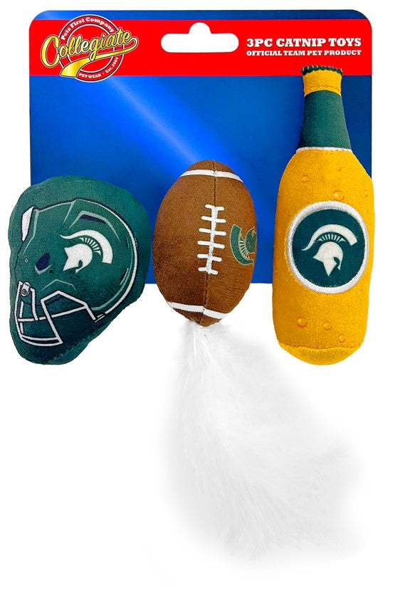 Michigan State 3 pc Cat Nip Toy Set Pets First