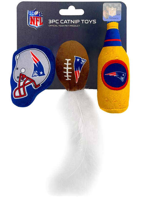 New England Patriots 3 pc Cat Nip Toy Set Pets First