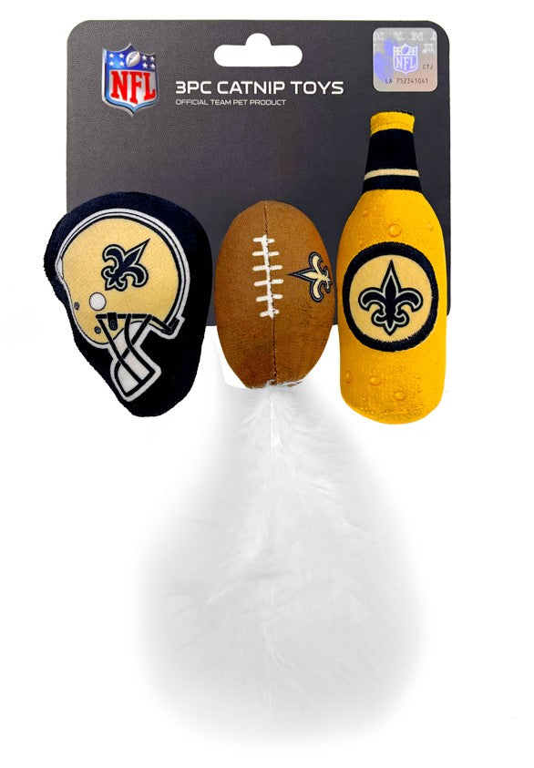 New Orleans Saints 3 pc Cat Nip Toy Set Pets First