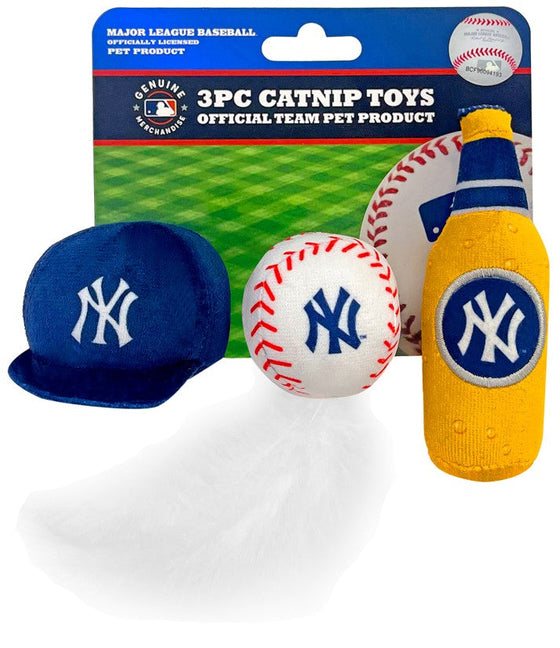 New York Yankees 3 pc Cat Nip Toy Set Pets First