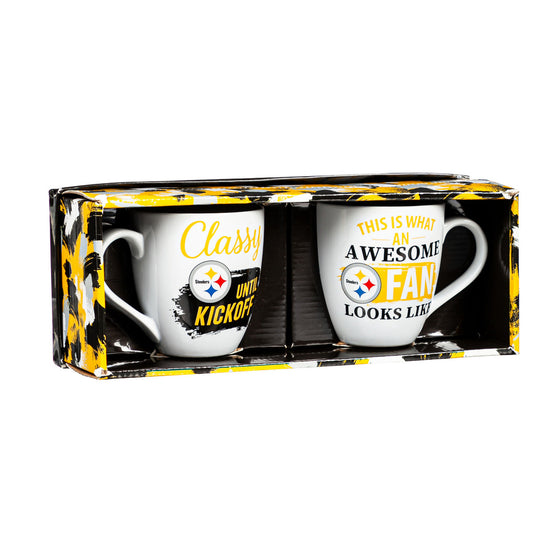 Pittsburgh Steelers Coffee Mug 17oz Ceramic 2 Piece Set with Gift Box - 757 Sports Collectibles