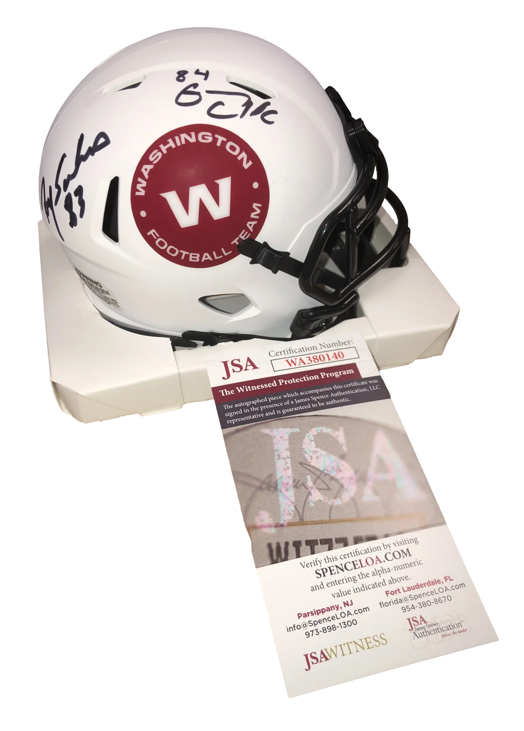 Washington Commanders Ricky Sanders Gary Clark Signed Auto Lunar Mini Helmet - JSA W COA - 757 Sports Collectibles